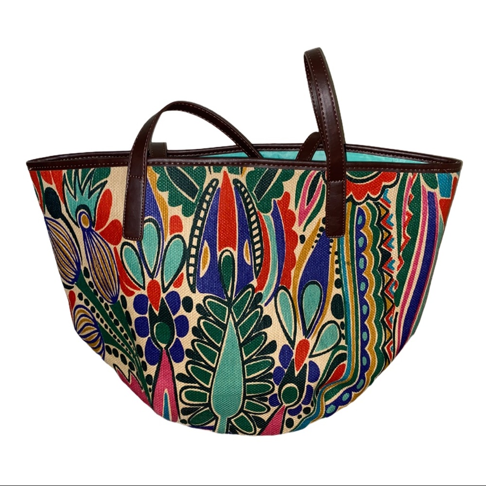Neiman Marcus Colorful Printed Big Beach Bag